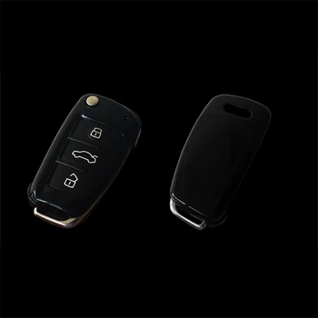 Audi Taustiņu uz Lietu Shell Keyring Keychain Jaunu Atslēga, ABS Aizsardzības Audi A8 A6 A3 Q3 Q7 R8 Locīšanas Tālvadības Auto Stils