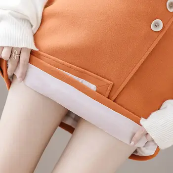 Augsta vidukļa oranža vilnas svārki sievietēm 2020 rudens ziemas korejas-line mini svārki nelegālo femme jupes vilnas saias plus lieluma