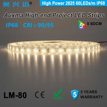 Augstas Jaudas 2835 LED Sloksnes,60LEDs/m,14.4 W/m,IP68,CRI90/95,DC12V/24V,Ūdensizturīgs,Red Green Blue Dzintara Dzeltena, Rozā