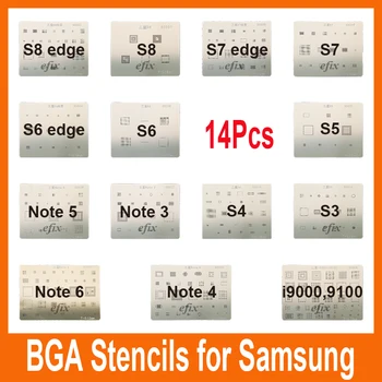 Augstas Kvalitātes 14pcs IC Mikroshēmā BGA Reballing Trafaretu Komplekti Komplekts Lodēšanai veidni Samsung S8 S8 malas S4 S5 S6 S7 Malas I9100 I9000