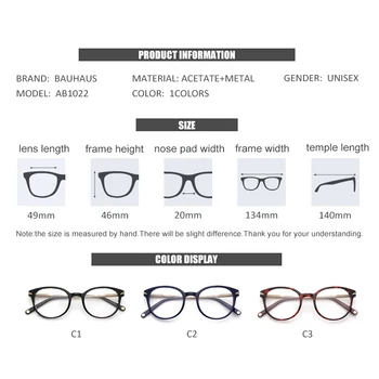 Augstas kvalitātes bauhaus apaļas formas Acetāta brilles rāmis vīriešu Retro brilles sievietēm tuvredzība, lasīšanas brilles Oculos De Grau
