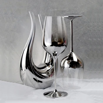 Augstas kvalitātes Electroplate sarkanā vīna glāzi kausa pelēkā goblet stikla krūzes Kristāla šampanieša glāzes viesnīcas puses drinkware Kāzu Dāvanu