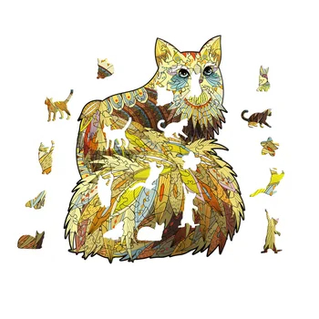Augstas Kvalitātes Koka Kaķu Puzles Bērnu, Pieaugušo DIY Puzzle Katrs Gabals Ir Dzīvnieku Formas Puzles Brīvdienu Dāvanu Dāvanas Bērniem