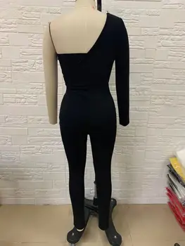 Augstas Kvalitātes Melnu Plecu Stiept Bodycon Pārsējs Jumpsuit Sexy Vakara Puse Jumpsuit