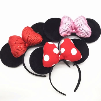 Augstas Kvalitātes Mickey Minnie Spīdīgu Hairband black peles Ausīm Galvassegu Sieviešu Matu Bantītes Piederumi svinības, Dzimšanas dienas Svinības