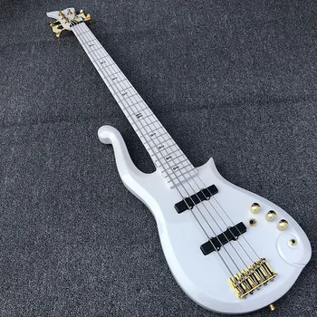 Augstas kvalitātes princis mākonis elektriskā basa ģitāra,Balts 5 stīgu bass ģitāru,bezmaksas piegāde