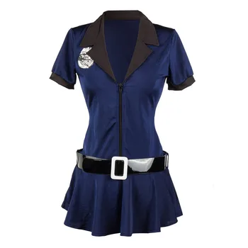 Augstas Kvalitātes Zilā Pieaugušas Sievietes Policijas Kostīmu Sexy Policewoman Masku Cosplay Cop Tērpiem Burleska Halloween Kostīms