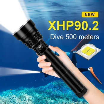 Augstākā ūdensnecaurlaidīgs līmenis LED niršanas lukturīti XHP90.2 USB spēcīgs nirt Lukturīti XHP 90 zemūdens gaismas led niršanas lāpu