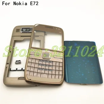 Augstākās Kvalitātes Pilnu Pilnu Mobilā Tālruņa Korpusa Vāks + Angļu Tastatūra Nokia E72 Korpuss Ar Logo