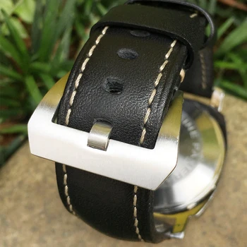 Augstākās Kvalitātes Īsta Āda Teļāda 24mm Watchband Piemērots PANERAI LUMINOR Pulksteņu Siksniņas Mīksta Aproces, Melna Sprādze Bezmaksas rīki