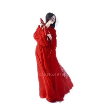 Austrumu Tradicionālā Ķīniešu Hanfu Kleita Sievietēm Cieto Sarkano Plus Lieluma Šifona Tautas Deju Tērpi Sieviešu Vintage Tang Uzvalks
