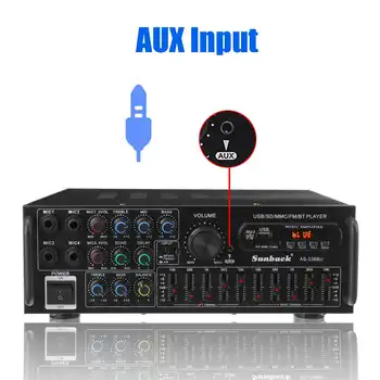 Auto Amplificador 2000W HIFI 2CH Audio Jaudas Pastiprinātāju 12/220V Mājas Kinoteātra Pastiprinātāju Audio Atbalsts FM, USB, SD/Tālvadības pults