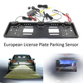 Auto Atpakaļgaitas Parkošanās Sensors Eiropas numura zīmju LCD Autostāvvieta Radara Uzrauga Detektoru Sistēmas Auto Auto Parktronic Bezmaksas Caurumošanas