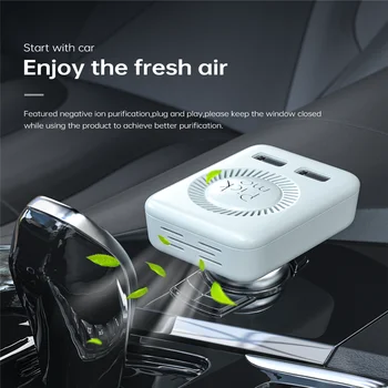 Auto Gaisa Attīrītājs 3 in 1 UVC Steriliser Germicidal Jonizators Gaisa Attīrītājs Auto Gaisa Atsvaidzinātājs Dual USB Automašīnas Lādētājs 12V/24V Transportlīdzekļa