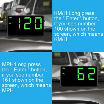 Auto GPS Spidometru, Auto Head Up Displejs Odometra KM/h STUNDĀ C60s/C80 Augstums Displejs Projektoru Big Fonti LED Displejs