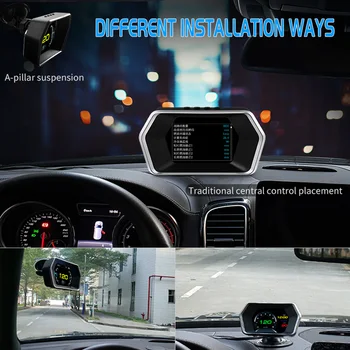 Auto HUD Displeja Auto Head up displejs Ātrums Laiks Displejs Nobraukumu ātruma pārsniegšanu Signalizācijas OBD2+GPS Dual Sistēmu, Universāla Auto Aceessories