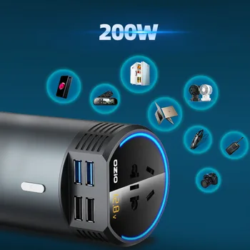 Auto inverter 12V/24V uz 220V universal strāvas pārveidotāji lādētāju daudzfunkcionāls auto mājsaimniecības kontaktligzdas ar QC 3.0 USB Lādētāja