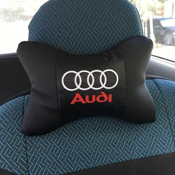 Auto Kakla spilvens, ādas Auto Sēdekļu Galvas atbalstu, kakla aizsargs atpūtas ceļojumu spilvens, Audi (2 gab.)
