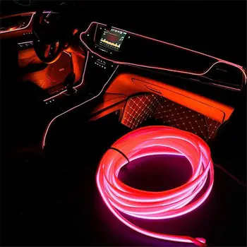 Auto LED Interjera Led Sloksnes Elastīgās LED Neona Gaismas Apdares Vainags Lisence Plāksnes trose Cauruļu Līnijas Ar USB Draiveris DIY