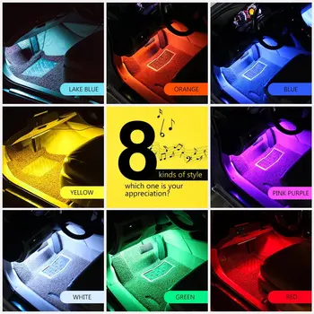 Auto LED Strip Gaismas 48 Led Daudzkrāsu Mūzikas Automašīnas Interjera Apgaismojums Ar Dash Apgaismojums Ūdensnecaurlaidīgs Komplekts Auto Lādētājs Iekļauts 12V
