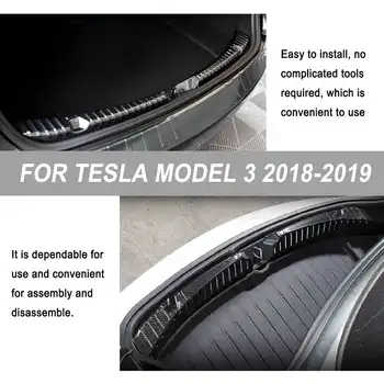 Auto Oglekļa Šķiedras Aizmugures Bagāžnieka Aizsargs - Nerūsējošā Tērauda Bagāžnieka Malas un Vāku -Īpaši Izstrādāta, Anti-scratch, Lai Tesla Model 3 2018-2019
