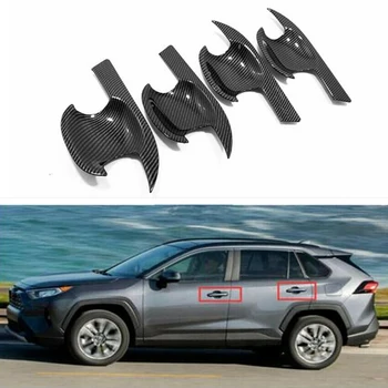 Auto Piederumi 4gab/komplekts Auto ABS Chrome Oglekļa Šķiedras Ārējo Durvju Bļodas Vāku Apdare Toyota RAV4 2019