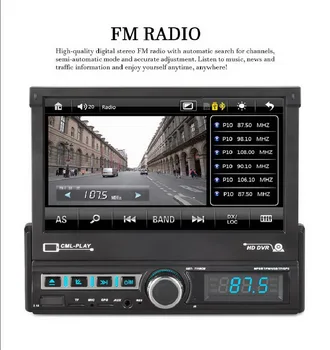 Auto-retractable Radio 1din Auto Radio ar GPS Navi MP5 Atskaņotājs, FM/AUX/DVR Bluetooth Spogulis Saites, Auto Autoradio Video Rokās-bezmaksas