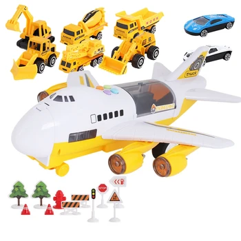 Auto Rotaļlietu Komplekts ar Kravas Transporta Lidmašīnu Izglītības Transportlīdzekļa Konstrukcijas Automašīnas, kas noteikts Bērniem ar Lieliem Spēlēt Mat