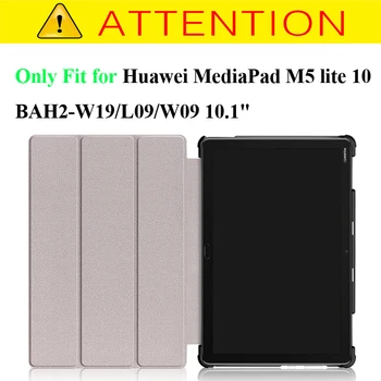 Auto Sleep/Wake Vāks Huawei Mediapad M5 lite 10 Slim Case for Huawei MediaPad M5 lite 10 BAH2-W19/L09/W09 10.1