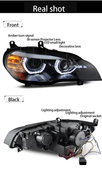 Auto Stils BMW X5 E70 LED Galvas Gaismas Lukturi Asamblejas 2007. līdz 2011. gadam Gada dienas gaitas lukturi+Pagrieziena Signāla+Bremzi+Reverse