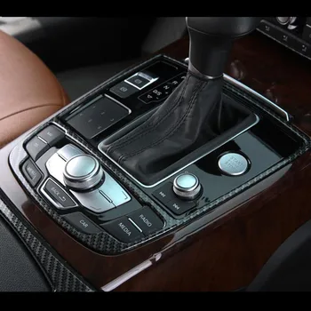Auto Stils Centrālā Pārnesumu Rāmja Vāks Oglekļa Šķiedras, Nerūsējošā Tērauda Apdare Audi A6 C7 2012-18 Iekšlietu Auto Piederumi