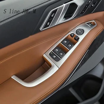Auto Stils Durvju Roku balstu paneļa apdare Ietilpst Uzlīmes Apdare BMW X5 G05 2019 Loga Stiklu Pacelšanas Pogas, Auto Piederumi