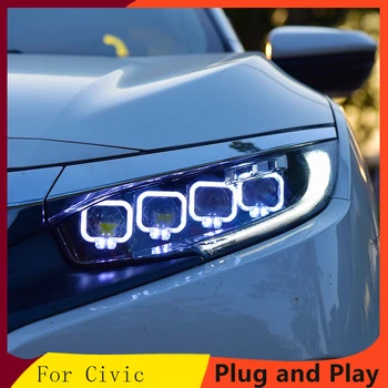Auto Stils Galvas Lampas lietā Honda Civic 2016-2018 Lukturi LED Honda Civic Lukturu DRL Objektīvs Dubultās Staru Bi-Ksenona HID