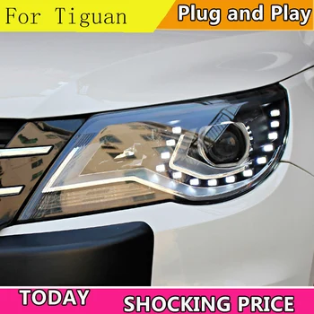 Auto Stils VW Tiguan Lukturi 2009 2010-2012 Tiguan LED priekšējo Lukturu dienas gaitas lukturi Bi Xenon Lēcu High Low Beam Autostāvvieta Miglas Lukturi