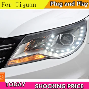 Auto Stils VW Tiguan Lukturi 2009 2010-2012 Tiguan LED priekšējo Lukturu dienas gaitas lukturi Bi Xenon Lēcu High Low Beam Autostāvvieta Miglas Lukturi