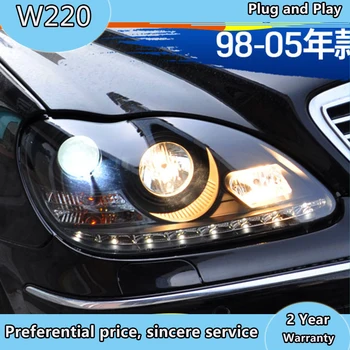 Auto stying Par Mercedes-Benz W220 1999. - 2005. Gads S280 S320 S500 S600 LED Angel Eyes DRL Dienas LED Galvas Lukturi Priekšējo Lampu