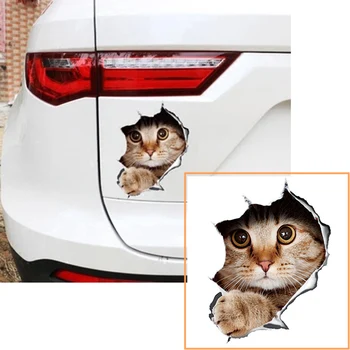 Auto Uzlīme 3D stereo smieklīgi personības kaķēns decal par Nissan Qashqai J11 J10 Juke X trail T32 T31 Chevrolet Lacetti Cruze
