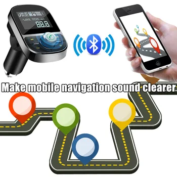 Automašīnas bluetooth, fm raidītājs aux Atbalsta U Diska TF Kartes Audio Izejas Auto MP3 Atskaņotājs, Brīvroku sistēma ar 2 USB portiem, Auto Lādētāju