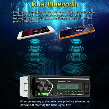Automašīnas Bluetooth Stereo MP3 Atskaņotājs Vienā Din brīvroku Zvanīšana USB/Aux-in/FM Radio Uztvērējs ar Krāsainām Gaismām 12V