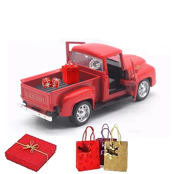 Automašīnas Modelis, Metāla Transportlīdzekli, Ar Noņemamiem Riteņiem, Sarkanu Kravas Ziemassvētku Un Jaunā Gada Apdare, Preces Bērniem