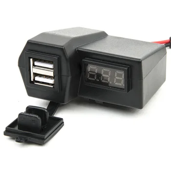 Automašīnu, Motociklu piepīpētāja Dual USB Lādētājs 12V-24V Auto Laivu, Motociklu piepīpētāja Rozetes Kontaktdakšu Kontaktligzdā LED