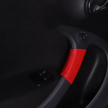 Automobiļu interjera durvju roktura vāciņš Mercedes jauno Smart Fortwo 453 PU ādas durvju aizsardzība apdare Auto Piederumi