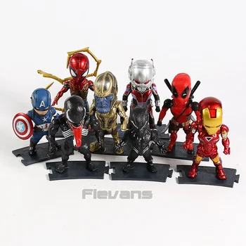 Avengers Thanos Captain America, Iron Man Zirnekļcilvēka Deadpool Black Panther Indes, Skudru Cilvēks PVC Darbības Rādītāji Rotaļlietas 8pcs/komplekts