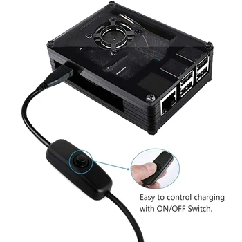 Aveņu Pi 4B Barošanas 5V 3A Tips-C Strāvas Adapteris ar ON/OFF Slēdzis USB-C Lādētājs ES Plug