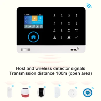 Awaywar Bezvadu WIFI GSM RFID TFT Apsardzes Signalizācijas Sistēmas komplekts APP Tālvadības pults apsardzes pakalpojumi, Apsardzes signalizācijas, Pieskarieties Tastatūras Smart Home