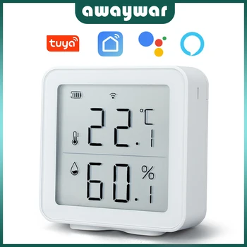 Awaywar Tuya WIFI Temperatūras un Mitruma Sensoru Iekštelpu Termometru, Higrometru, Detektors Atbalstu, Alexa, Google Home smart dzīve