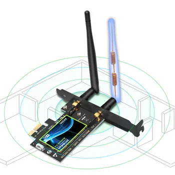 AX200 2974Mbps Bezvadu PCI-E Adapteris 2.4 G+5G Dual Band Bluetooth 5.0 WiFi Uztvērējs, Antena Tīkla Karte BTC Ieguves