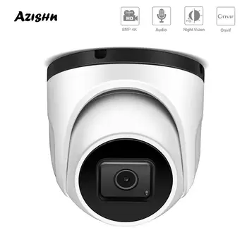 AZISHN Vandalproof Dome H. 265+ 4K 8MP SONY IMX415 POE IP Kameras Metāla Ūdensizturīgs Audio Uzraudzības CCTV Kameras POE48V ONVIF