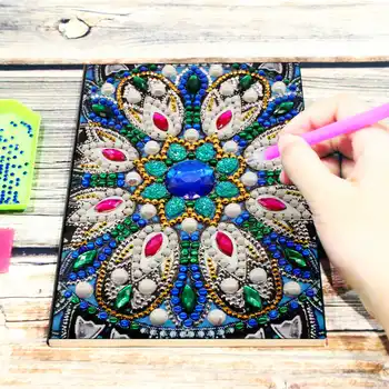 AZQSD Dimanta Krāsošana Mozaīkas Grāmatiņa Īpašas Formas Ziedu Mandala Modeļi A5 Dienasgrāmata Grāmatu Izšuvumi Dāvanu DIY