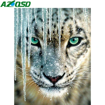 AZQSD Leopard Dimanta Krāsošana Dzīvnieku Cross Stitch Dimanta Izšuvumi Mozaīkas Mājas Dekoru Amatniecības Dāvanu Rokdarbi